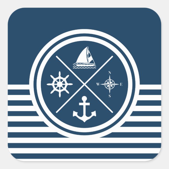 Sticker Carré Nautical themed design (Devant)