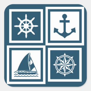 Sticker Carré Nautical themed design