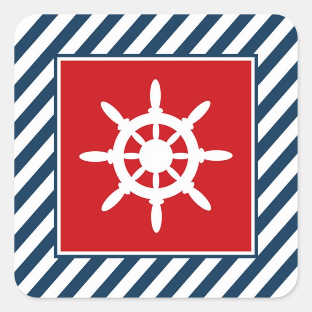 Sticker Carré Nautical themed design (Devant)