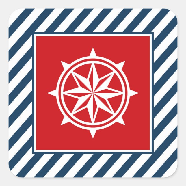 Sticker Carré Nautical themed design (Devant)