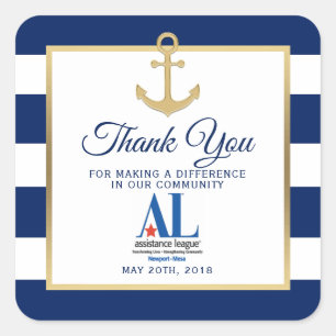 Sticker Carré Nautique White Navy Blue Stripes