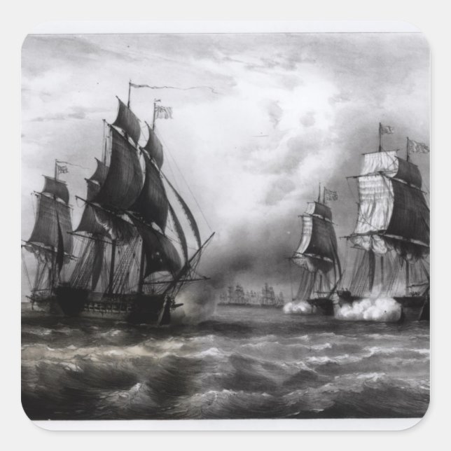 Sticker Carré Navire de "Ranger" de John Paul Jones, 1793 (Devant)