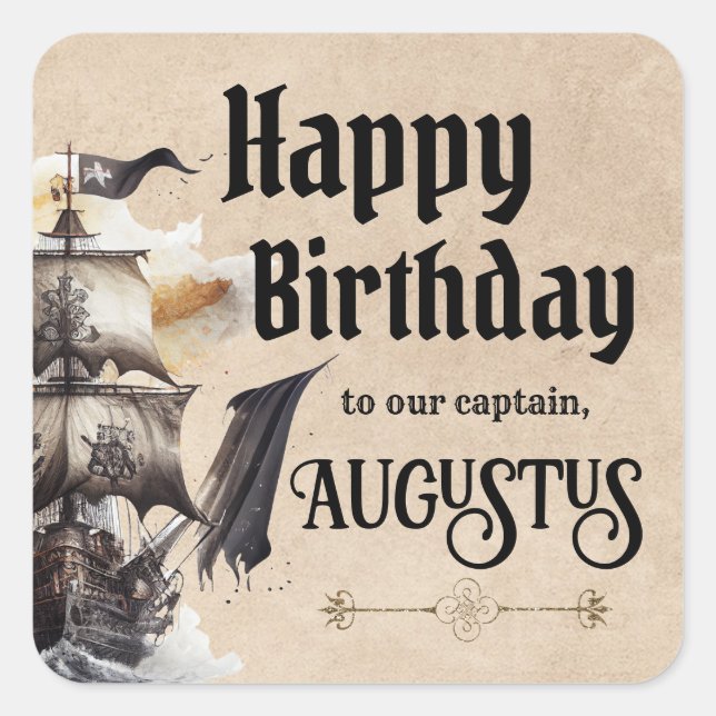 Sticker Carré Navire vintage (Devant)