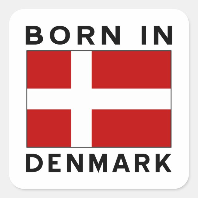 Sticker Carré Né à Denmark Black (Devant)