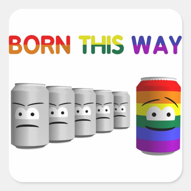 Sticker Carré Né ainsi LGBT Rainbow Stripe (Devant)