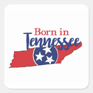 Sticker Carré Né dans Tennessee State Symbols Volunteer State