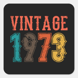 Sticker Carré NÉ EN 1973 Anniversaire VINTAGE