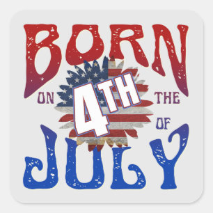 STICKER CARRÉ NÉ LE 4 JUILLET