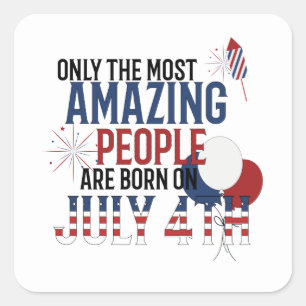 Sticker Carré Né le 4 juillet Fête de l'Indépendance