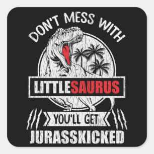 Sticker Carré Ne manquez pas avec les petits Saurus Dinosaur fam