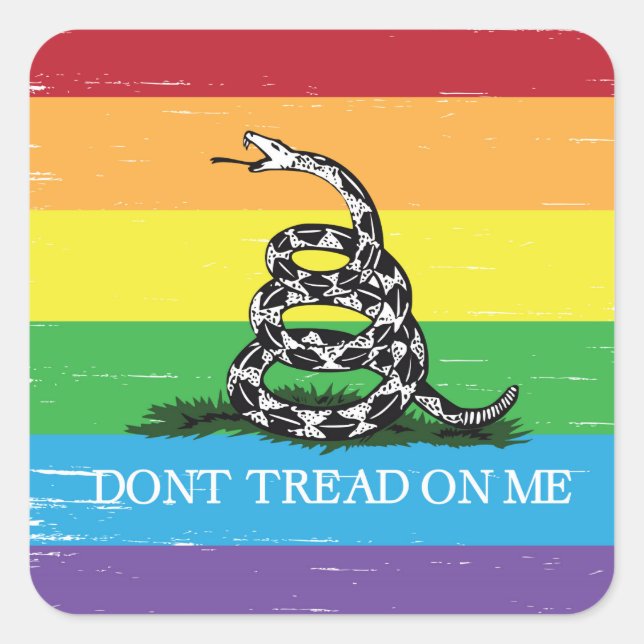 Sticker Carré Ne marchez pas sur moi la grunge d'arc-en-ciel du (Devant)