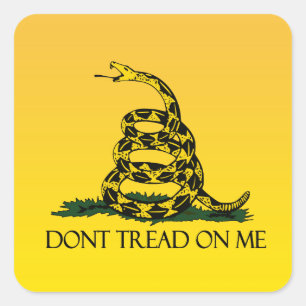 Sticker Carré Ne me touchez pas, Drapeau Jaune Gadsden Ensign