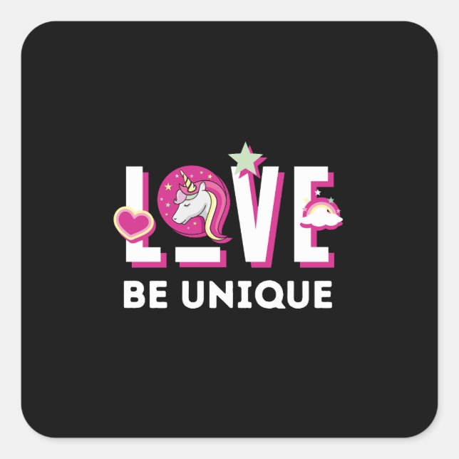 Sticker Carré Né pour être une licorne Imaginaire magique animal (Devant)