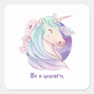 Sticker Carré Né pour être une Unicorn Magical Fan Club
