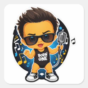 Sticker Carré Né pour être unique – Le grand début de Rockstar B