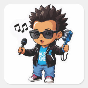 Sticker Carré Né pour être unique – Le grand début de Rockstar B