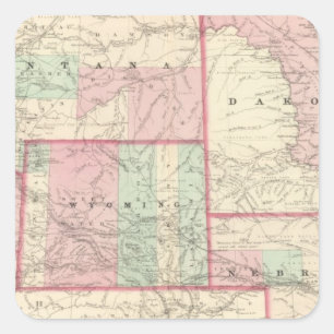 Sticker Carré Nebraska, Dakota, Idaho, Montana et Wyoming