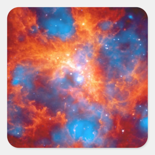 Sticker Carré Nébuleuse de la Tarentule, photo spatiale infrarou (Devant)