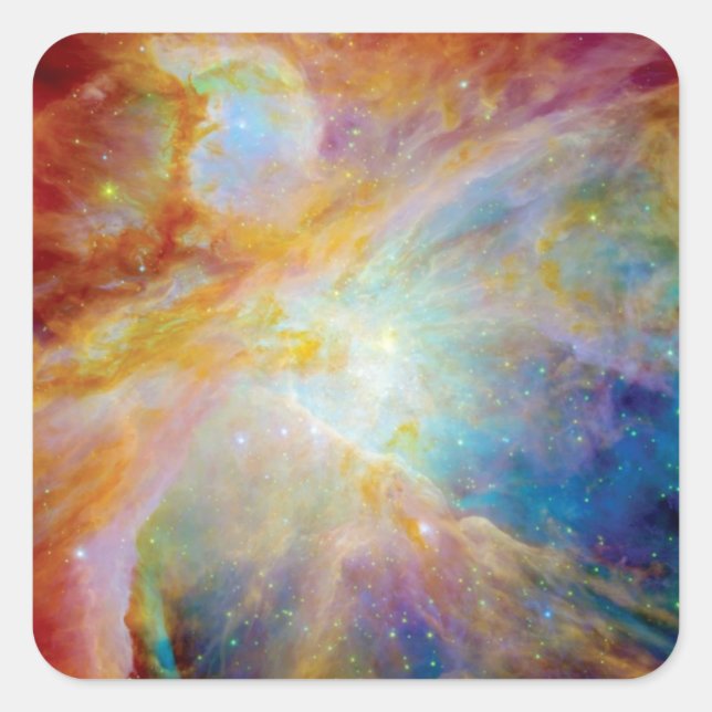 Sticker Carré Nébuleuse d'Orion Hubble Spitzer Télescope Spatial (Devant)