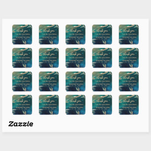 Sticker Carré Nébuleuse verte galaxie ciel nocturne feuille d'or