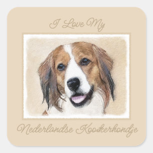 Sticker Carré Nederlandse Kooikerhondje Painting - Dog Art Squar