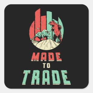 Sticker Carré Négociation stock du marché Investisseur Bear Bull