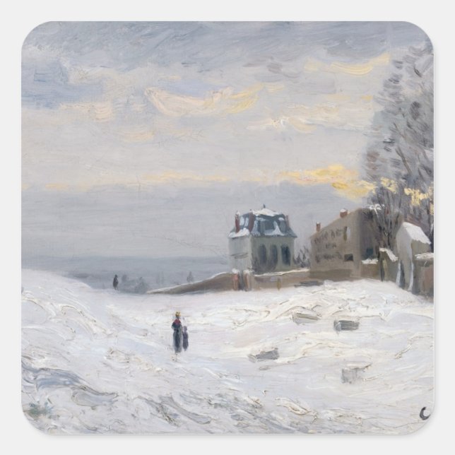 Sticker Carré Neige à Montmartre, 1869 (Devant)