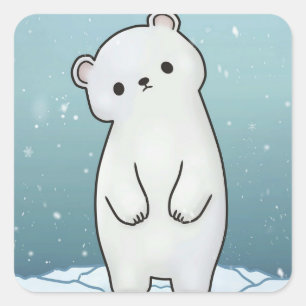 Sticker Carré Neige de l'ours polaire