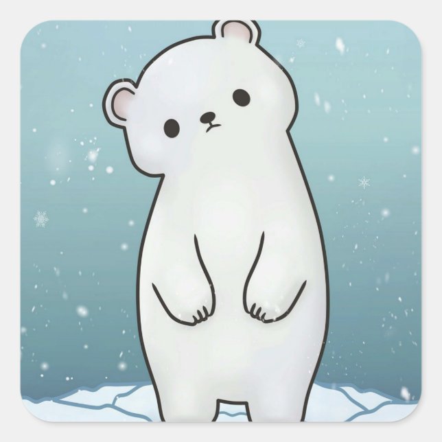 Sticker Carré Neige de l'ours polaire (Devant)