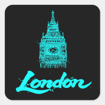 Néon Cyan Londres Big Ben Croquis Moderne Noir