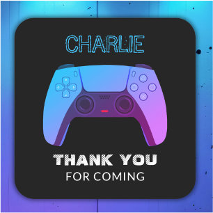 STICKER CARRÉ NEON GAMER CONTROLLER NIVEAU HAUT