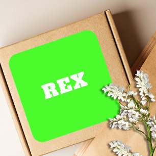 Sticker Carré Neon Green et White Nom moderne Animaux de compagn