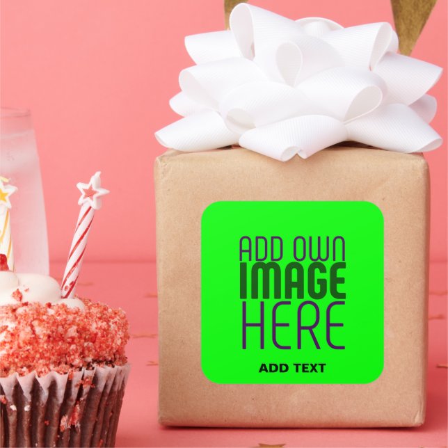 STICKER CARRÉ NEON GREEN IMAGE TEXTE MODÈLE PARTIE MODIFIABLE (Fête)