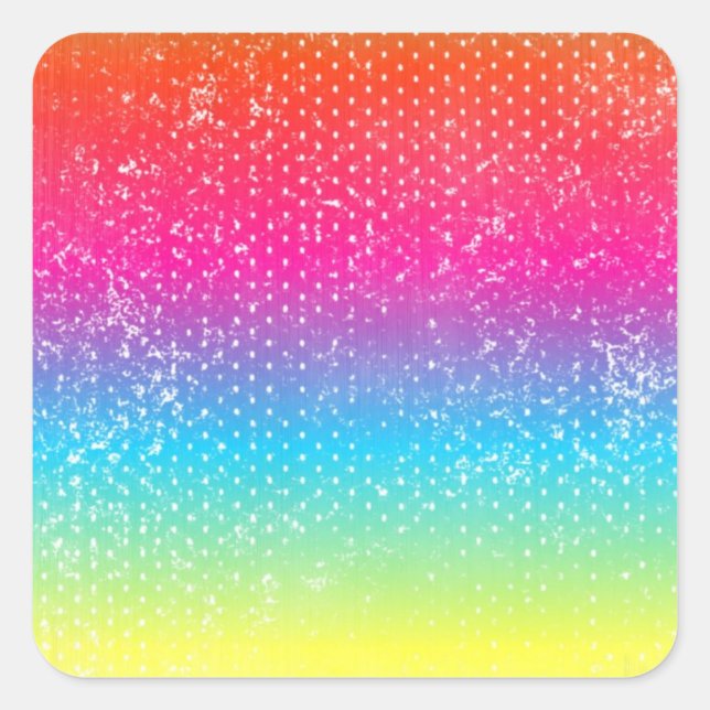 Sticker Carré Neon grunge rainbow design (Devant)