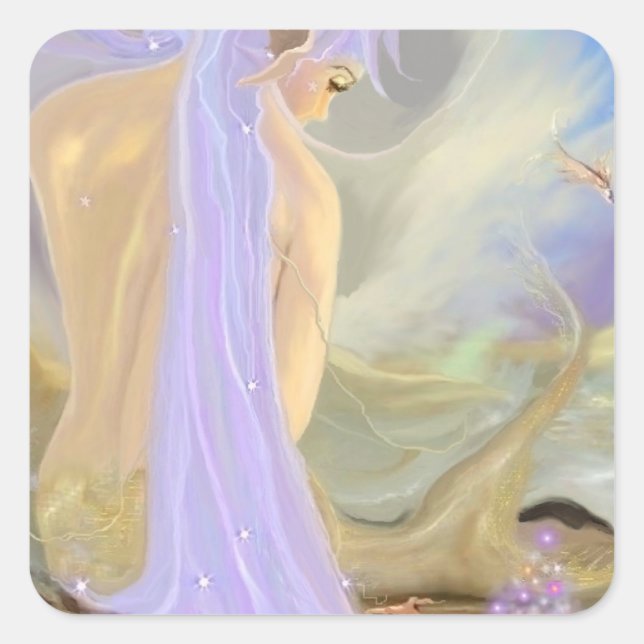 Sticker Carré Neon Haired Mermaid (Devant)