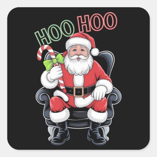Sticker Carré Neon Red Green Santa Claus dit Hoo Hoo (Devant)