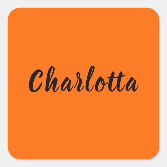 Sticker Carré Neon Sunset Orange Solide Couleur Personnalisée (Devant)