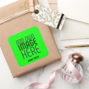 STICKER CARRÉ NEON VERT ÉDITABLE TEXTE IMAGE MODÈLE DON