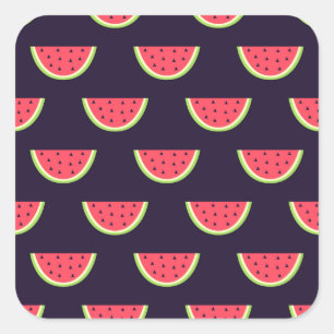 Sticker Carré Neon Watermelon on Purple Pattern