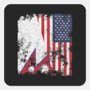 Sticker Carré Nepal USA Flag