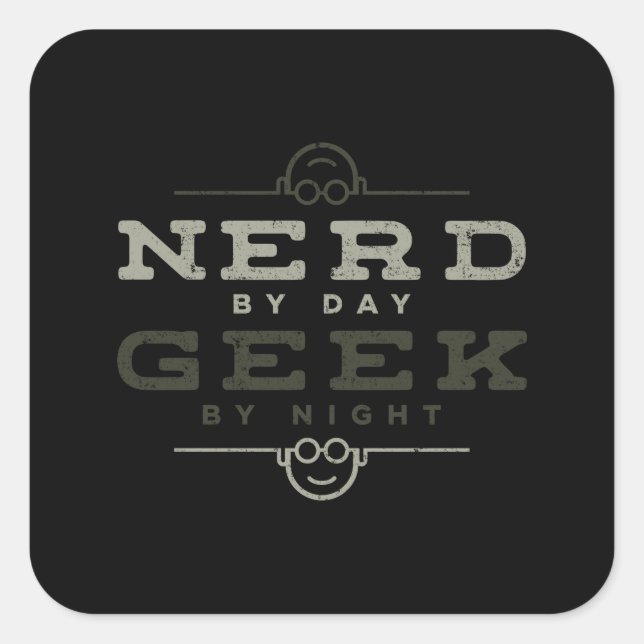 Sticker Carré Nerd par Geek de jour par nuit (Devant)