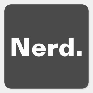 Sticker Carré Nerd un mot blanc texte minimalisme drôle design