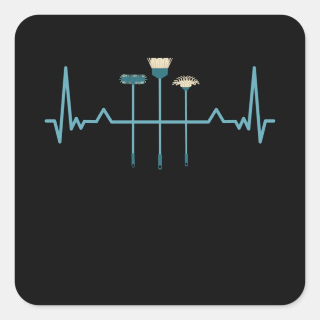 Sticker Carré Nettoyage amusant Nettoyage de coeur (Devant)