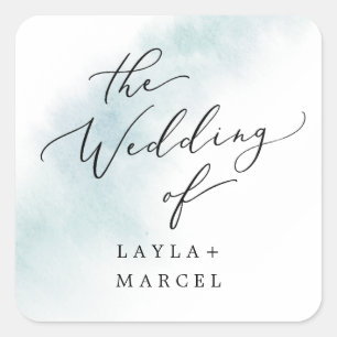 Sticker Carré Nettoyage aquarelle   Phoques Mariages bleus