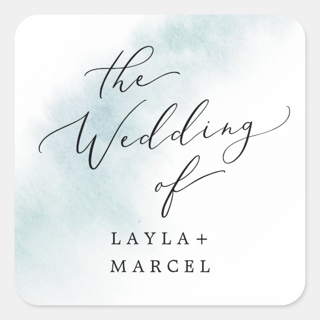 Sticker Carré Nettoyage aquarelle | Phoques Mariages bleus (Devant)