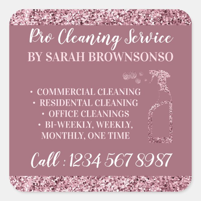 Sticker Carré Nettoyage de parties scintillant pétillante de la  (Devant)