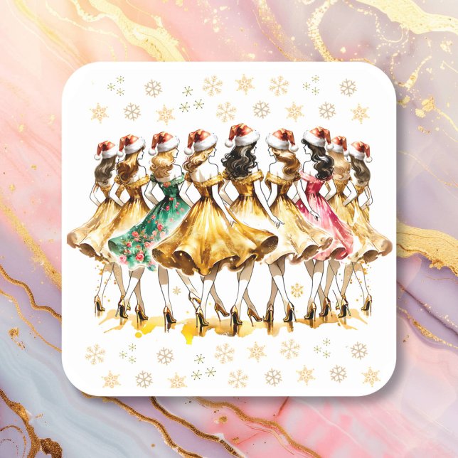 Sticker Carré Neuf Dames | Douze jours de Noël (Créateur téléchargé)