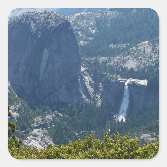 Sticker Carré Nevada Falls depuis le Panorama Trail (Devant)
