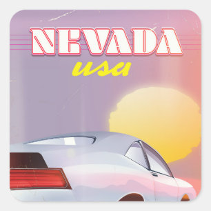 Sticker Carré Nevada USA Coucher de soleil voiture de sport