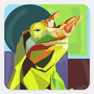 Sticker Carré New Cham On The Block—Jackson’s Chameleon 